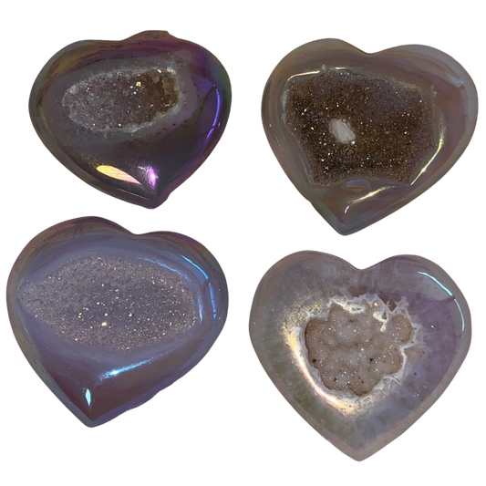 Puffy Heart Shaped Angel Aura Druzy Agate- Inner Peace •Intuition •Confidence