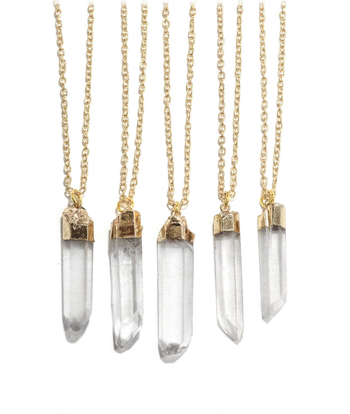 Clear Quartz Necklace With Gold Accent