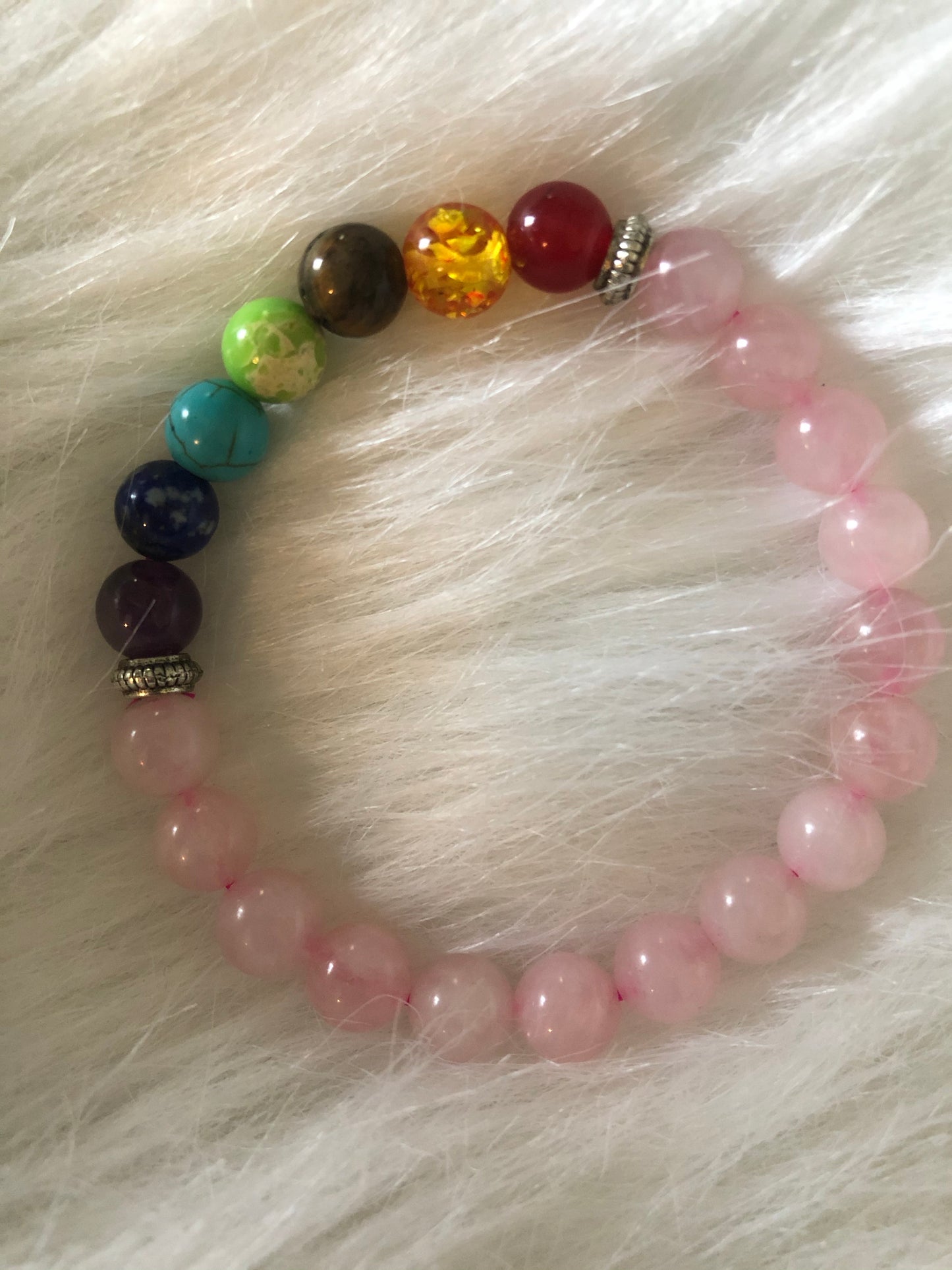 Rose Quartz 7 Chakra Healing Bracelet ~ Love•Healing•Alignment